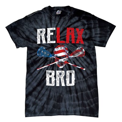 Relax Bro Lacrosse American Flag Lax Lacrosse Player Gifts Tie-Dye T-Shirt