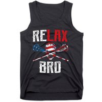 Relax Bro Lacrosse American Flag Lax Lacrosse Player Gifts Tank Top