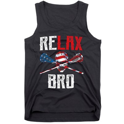 Relax Bro Lacrosse American Flag Lax Lacrosse Player Gifts Tank Top