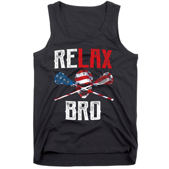 Relax Bro Lacrosse American Flag Lax Lacrosse Player Gifts Tank Top