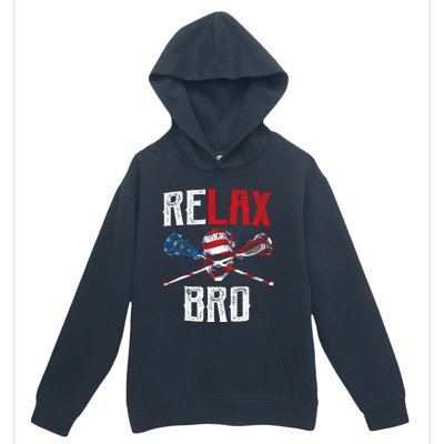 Relax Bro Lacrosse American Flag Lax Lacrosse Player Gifts Urban Pullover Hoodie