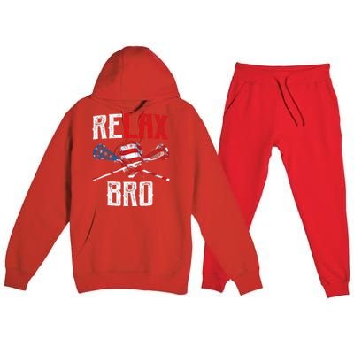 Relax Bro Lacrosse American Flag Lax Lacrosse Player Gifts Premium Hooded Sweatsuit Set