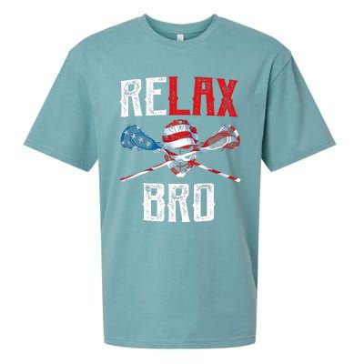 Relax Bro Lacrosse American Flag Lax Lacrosse Player Gifts Sueded Cloud Jersey T-Shirt