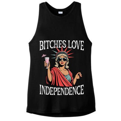 Retro Bitches Love Independence Funny Ladies PosiCharge Tri-Blend Wicking Tank