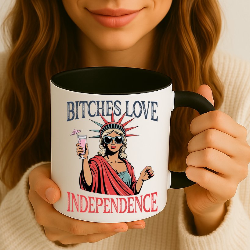 Retro Bitches Love Independence Funny Mug