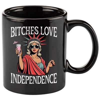 Retro Bitches Love Independence Funny 11oz C Handle Ceramic Mug