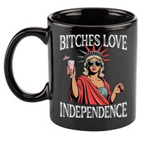 Retro Bitches Love Independence Funny 11oz C Handle Ceramic Mug