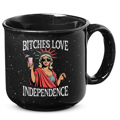 Retro Bitches Love Independence Funny 15oz Campfire Ceramic Mug