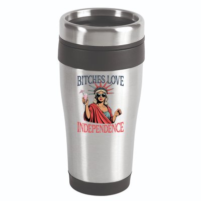 Retro Bitches Love Independence Funny 16oz Travel Tumbler