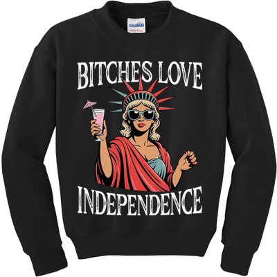 Retro Bitches Love Independence Funny Kids Sweatshirt