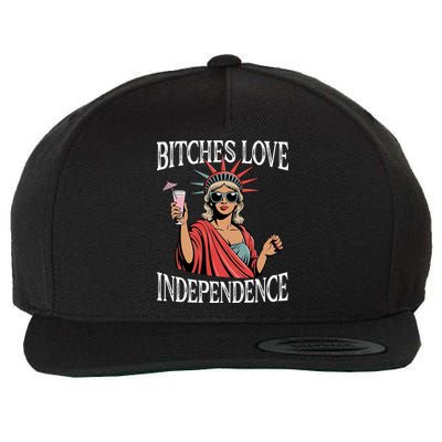 Retro Bitches Love Independence Funny Wool Snapback Cap