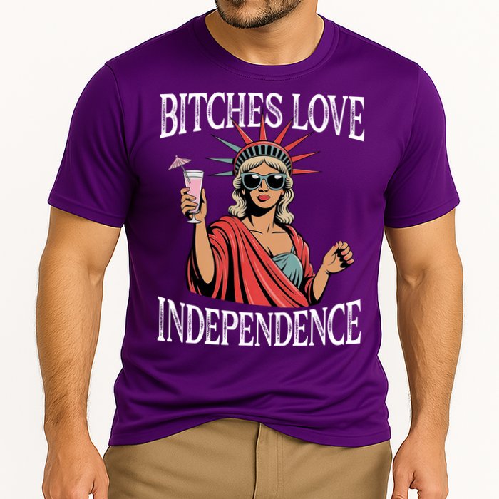 Retro Bitches Love Independence Funny Cooling Performance Crew T-Shirt
