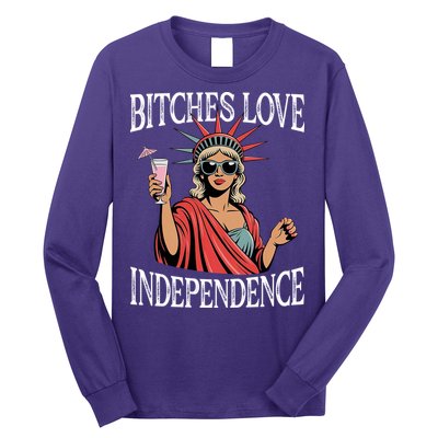 Retro Bitches Love Independence Funny Long Sleeve Shirt