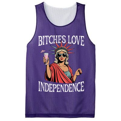 Retro Bitches Love Independence Funny Mesh Reversible Basketball Jersey Tank