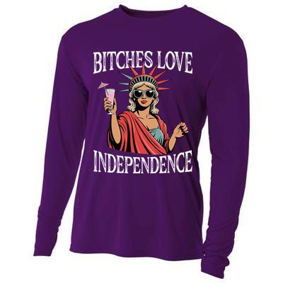 Retro Bitches Love Independence Funny Cooling Performance Long Sleeve Crew
