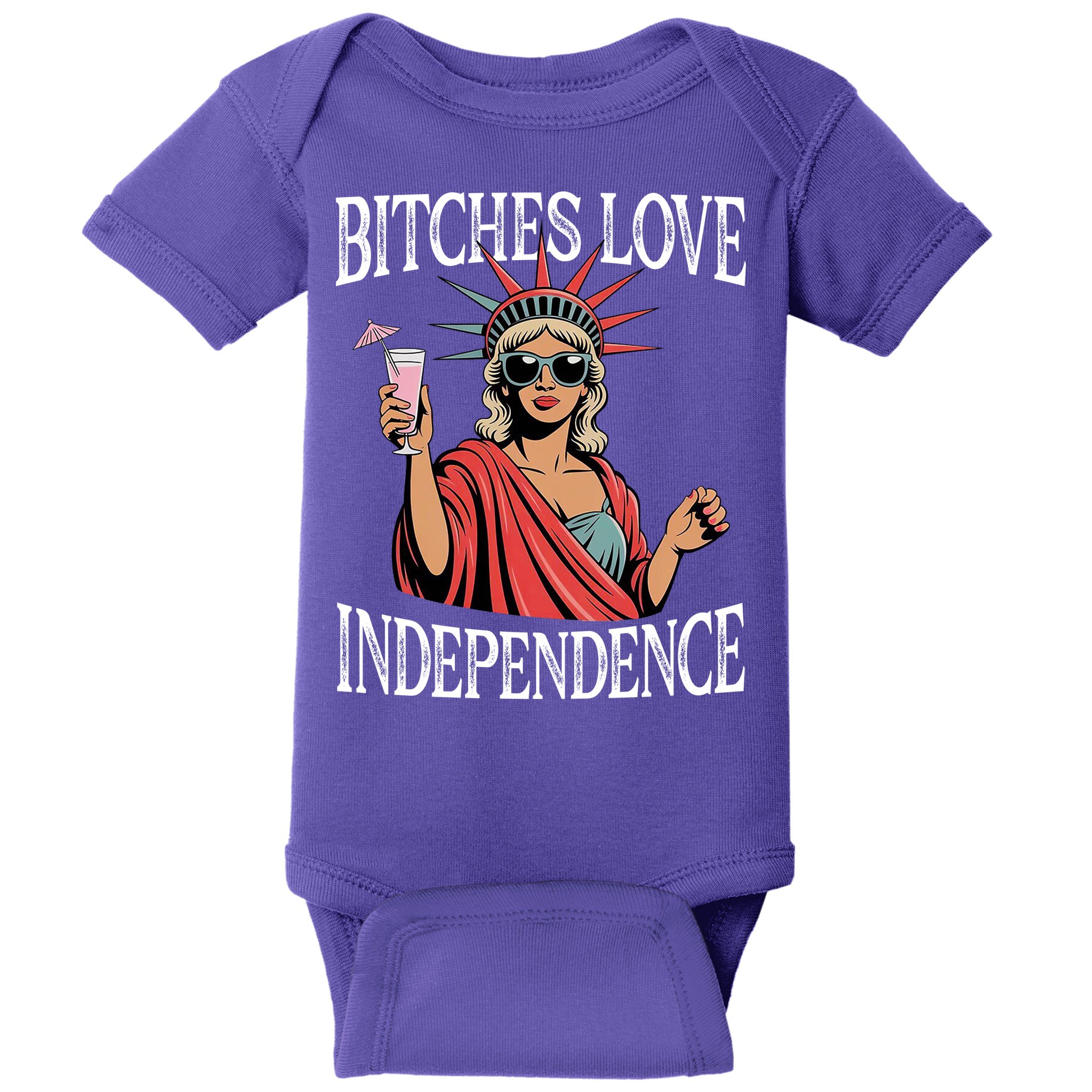 Retro Bitches Love Independence Funny Baby Bodysuit