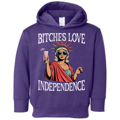 Retro Bitches Love Independence Funny Toddler Hoodie