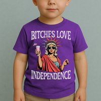 Retro Bitches Love Independence Funny Toddler T-Shirt