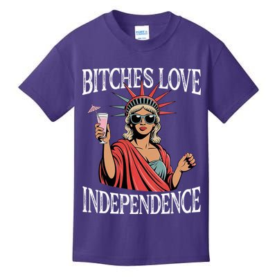 Retro Bitches Love Independence Funny Kids T-Shirt