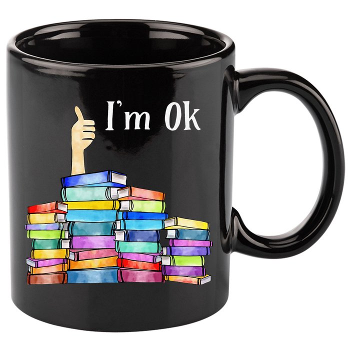 Reading Book Lovers I'm Ok National Book Lovers Day 11oz C Handle Ceramic Mug