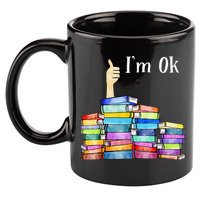 Reading Book Lovers I'm Ok National Book Lovers Day 11oz C Handle Ceramic Mug