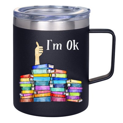 Reading Book Lovers I'm Ok National Book Lovers Day 12oz Stainless Steel Coffee Mug