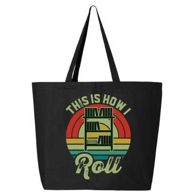 Retro Book Librarian This Is How I Roll Book 25L Jumbo Tote