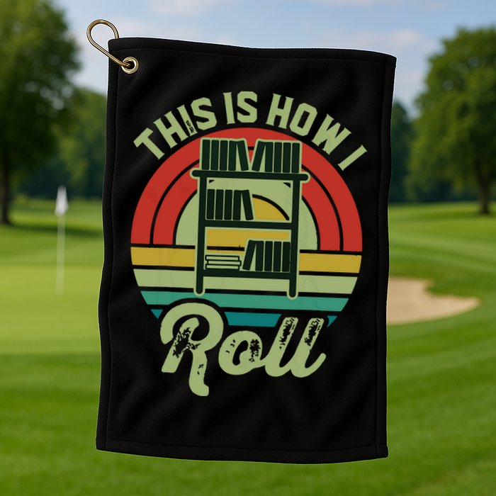 Retro Book Librarian This Is How I Roll Book Golf Towel