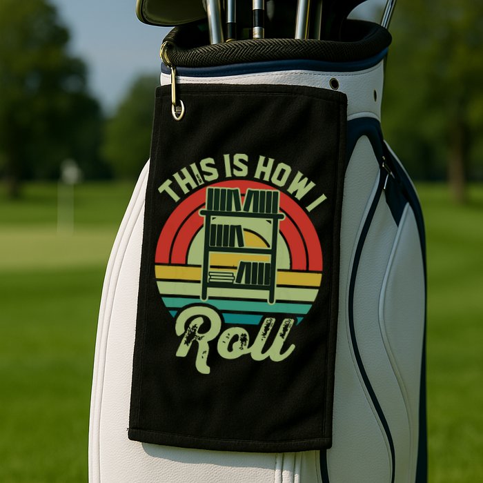 Retro Book Librarian This Is How I Roll Book Golf Towel