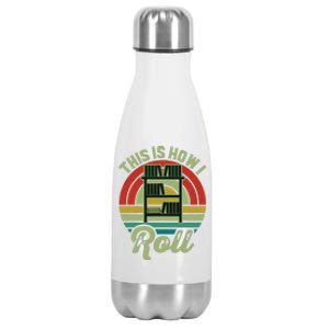 Retro Book Librarian This Is How I Roll Book Stainless Steel Insulated Water Bottle