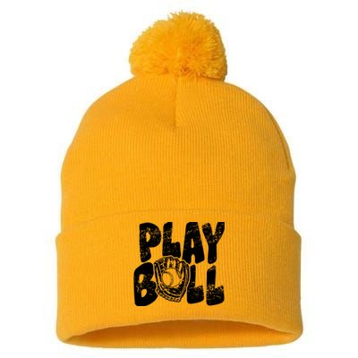 Retro Baseball Lover Team Sport Play Ball Baseball Game Day Pom Pom 12in Knit Beanie