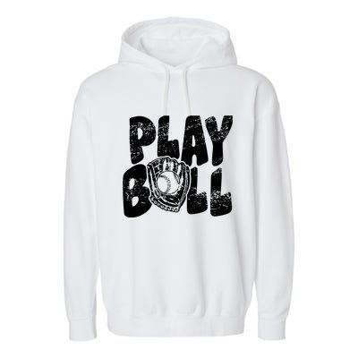 Retro Baseball Lover Team Sport Play Ball Baseball Game Day Garment-Dyed Fleece Hoodie