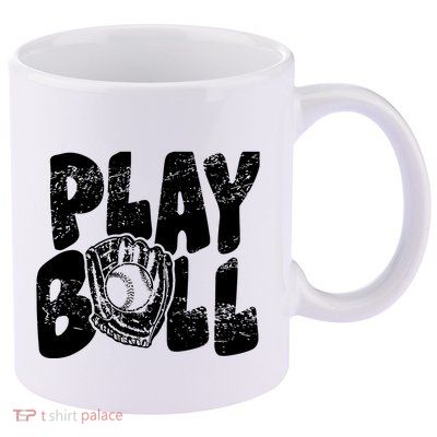 Retro Baseball Lover Team Sport Play Ball Baseball Game Day 11oz C Handle Ceramic Mug