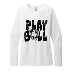 Retro Baseball Lover Team Sport Play Ball Baseball Game Day Womens CVC Long Sleeve Shirt