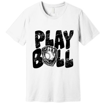 Retro Baseball Lover Team Sport Play Ball Baseball Game Day Premium T-Shirt