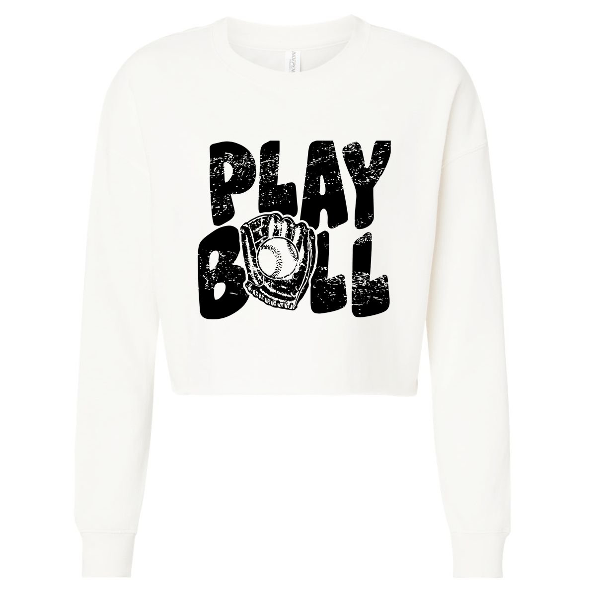 Retro Baseball Lover Team Sport Play Ball Baseball Game Day Cropped Pullover Crew