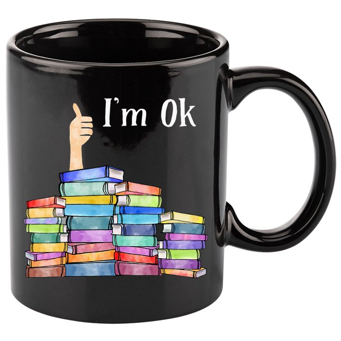 Reading Book Lovers I'm Ok National Book Lovers Day 11oz C Handle Ceramic Mug