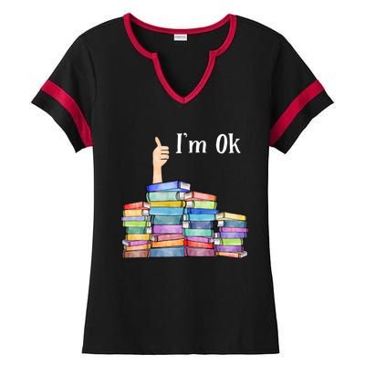 Reading Book Lovers Im Ok National Book Lovers Day Ladies Halftime Notch Neck Tee