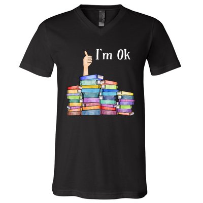 Reading Book Lovers Im Ok National Book Lovers Day V-Neck T-Shirt