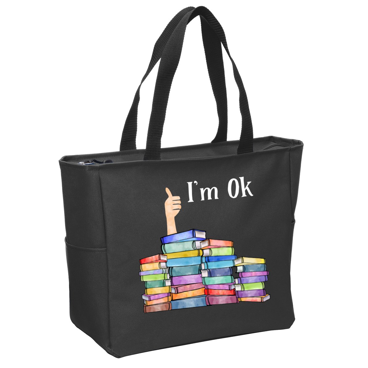 Reading Book Lovers Im Ok National Book Lovers Day Zip Tote Bag