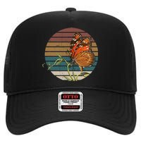 Retro Butterfly Lover Monarch Entomolgist Vintage Milkweed High Crown Mesh Back Trucker Hat