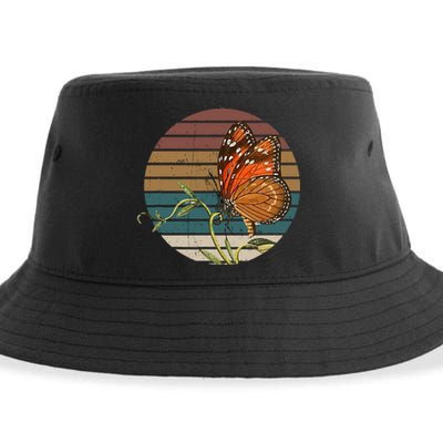 Retro Butterfly Lover Monarch Entomolgist Vintage Milkweed Sustainable Bucket Hat