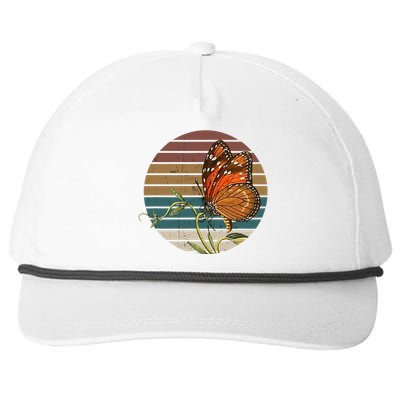 Retro Butterfly Lover Monarch Entomolgist Vintage Milkweed Snapback Five-Panel Rope Hat