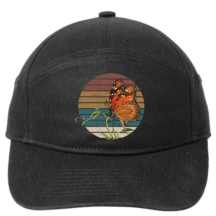 Retro Butterfly Lover Monarch Entomolgist Vintage Milkweed 7-Panel Snapback Hat