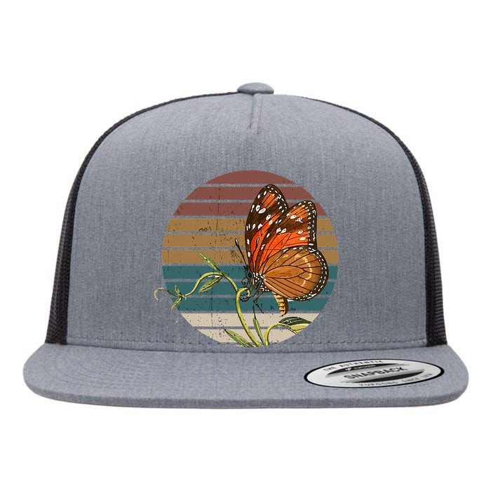 Retro Butterfly Lover Monarch Entomolgist Vintage Milkweed Flat Bill Trucker Hat