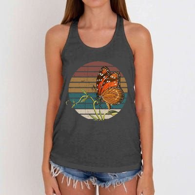 Retro Butterfly Lover Monarch Entomolgist Vintage Milkweed Women's Knotted Racerback Tank