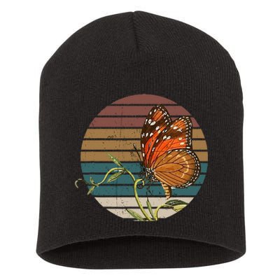 Retro Butterfly Lover Monarch Entomolgist Vintage Milkweed Short Acrylic Beanie