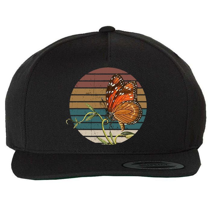 Retro Butterfly Lover Monarch Entomolgist Vintage Milkweed Wool Snapback Cap