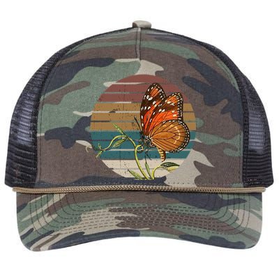 Retro Butterfly Lover Monarch Entomolgist Vintage Milkweed Retro Rope Trucker Hat Cap