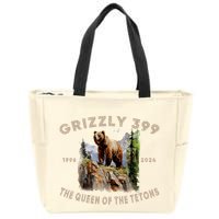 Retro Bear Lover Queen Of The Tetons Grizzly 399 Wildlife Zip Tote Bag